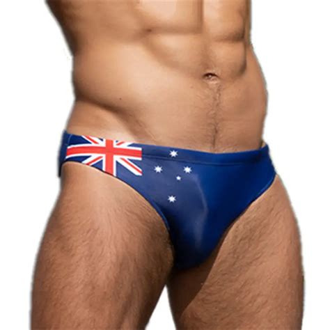 Plus Size Aus Us Flag Mens Swim Briefs Sexy Bikini Swimwear Swimming Trunks For Swimsuit Bathing
