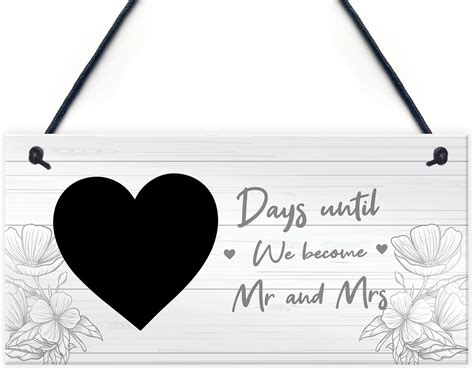 Madeat Personalised Wedding Countdown Engagement Plaque Mr Mrs To Be