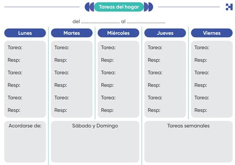 Gratis Listado De Tareas Del Hogar Semanal Herramientas