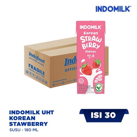 Jual 1 Ctn Susu Indomilk UHT Korean Strawberry 180mL Shopee Indonesia