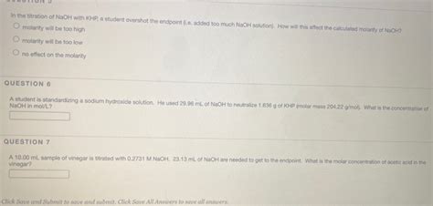 Solved In the titration of NaOH with KHP, a student overshot | Chegg.com