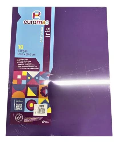 Cartulina Euromac Iris 10 Pliegos 50x65 Color Morado Liso MercadoLibre