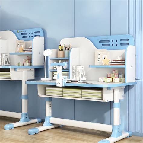 Adjustable White Wood Kids Computer Desk with Storage and Shelves ...