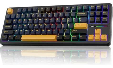 Teclado Mecânico Aula F87 Sem Fio Tri Mode Hot Swapp Cinza escuro Português Brasil
