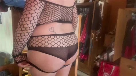 Sexy Bbw Strip Tease Fishnet Lingerie