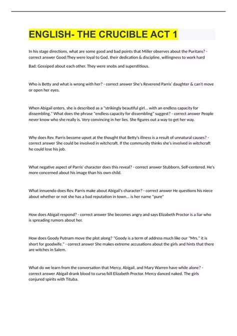 Crucible Literature Guide Answers 7
