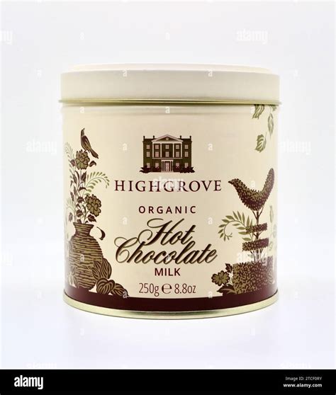 Photo Of A Highgrove Products Tin Of Organic Hot Chocolate Powdered Drink Against A White