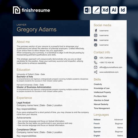 Lawyer resume template | Finish Resume