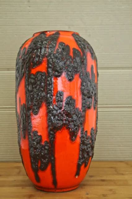 VINTAGE BODENVASE KERAMIK Fat Lava W Germany Scheurich Vase Orange