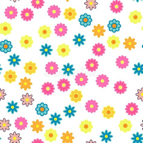 Cute Pattern In Small Flower Small Colorful Flowers White Background