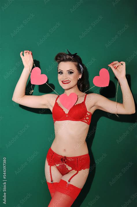 Mulher linda de lingerie expressão modelo feliz Stock Photo Adobe Stock