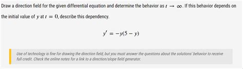 Solved Draw A Direction Field For The Given Differentia