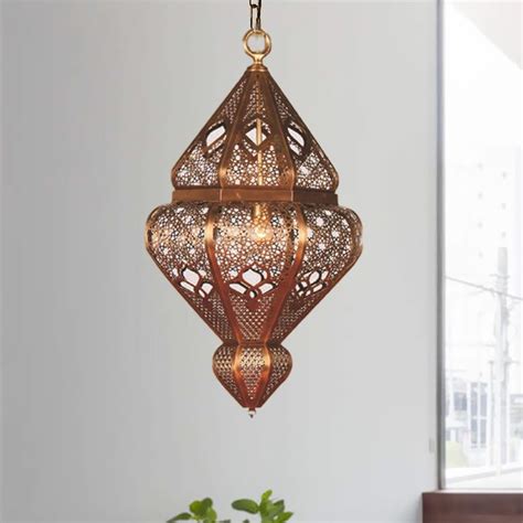 Brass 1 Bulb Suspended Pendant Antiqued Metallic Urn Shade Hanging