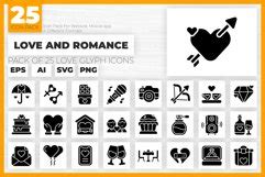 Love And Romance Glyph Vector Icons Pack