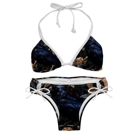 Crow Detachable Sponge Adjustable Strap Bikini Set Two Pack Swim Wear One Piece Swimsuits