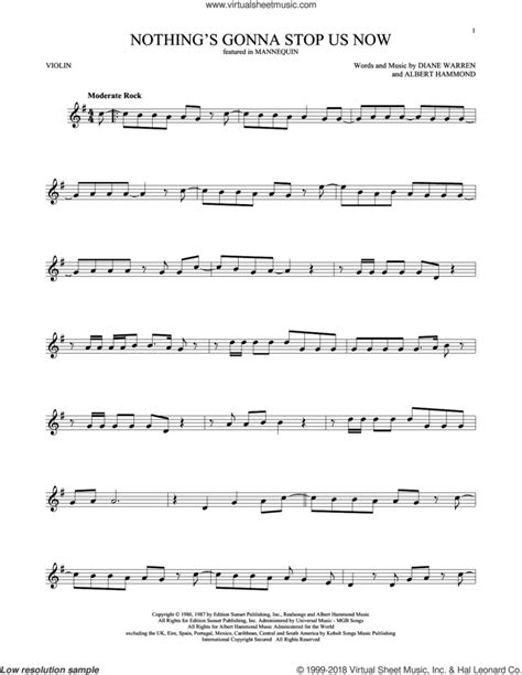 Nothing S Gonna Stop Us Now Sheet Music For Violin Solo PDF