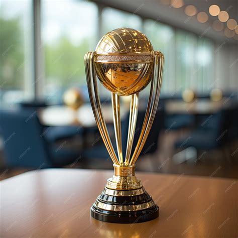 Premium Photo | ICC Cricket World Cup Trophy in conference room