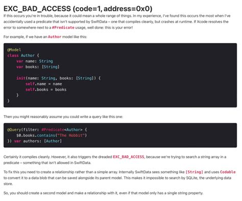 Swiftdata Solving Fatal Errors And Excbadaccess While Handling