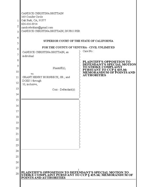 Plaintiff S Opposition Memorandum Of Points And Authorities To