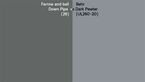 Farrow And Ball Down Pipe 26 Vs Behr Dark Pewter UL260 20 Side By