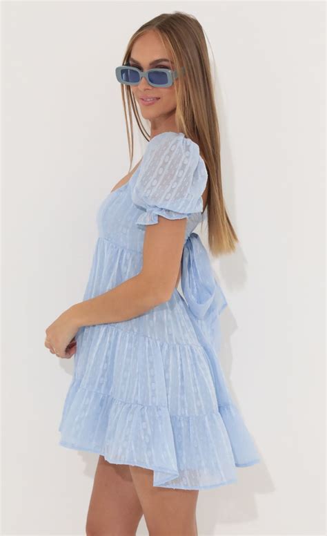 Gloria Chiffon Fit And Flare Dress In Blue Lucy In The Sky