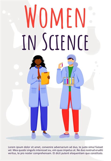 Women In Science Poster Vector Template Females In Chemistry Medicine