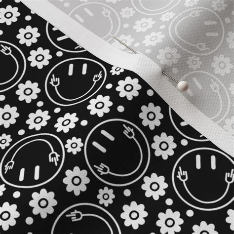 Middle Finger Smile Fuck You Black White Fabric Spoonflower