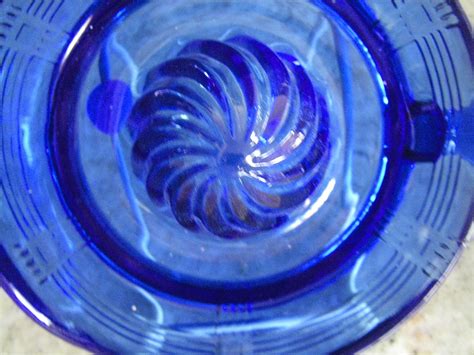 Vintage Hazel Atlas Cobalt Blue Depression Glass Criss Cross Reamer