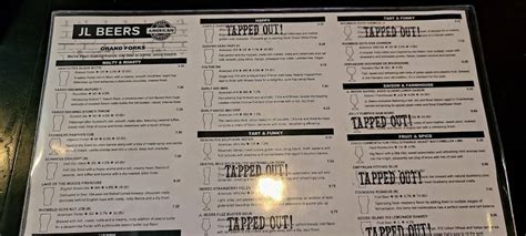 Menu at JL Beers pub & bar, Grand Forks