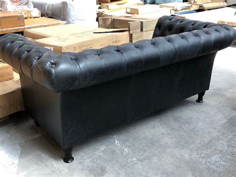 John Pye Auctions Chester Club Seater Leather Sofa In Black Rrp