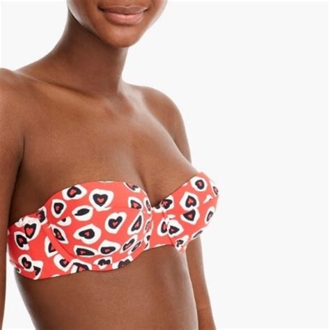 J Crew Swim New J Crew Demi Underwire Bikini Set Hearts Red