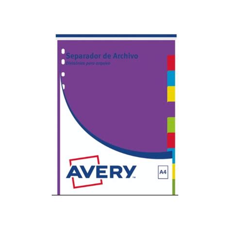 SEPARADORES AVERY A4 MULTICOLOR X5 POS Libreria Jit Librería