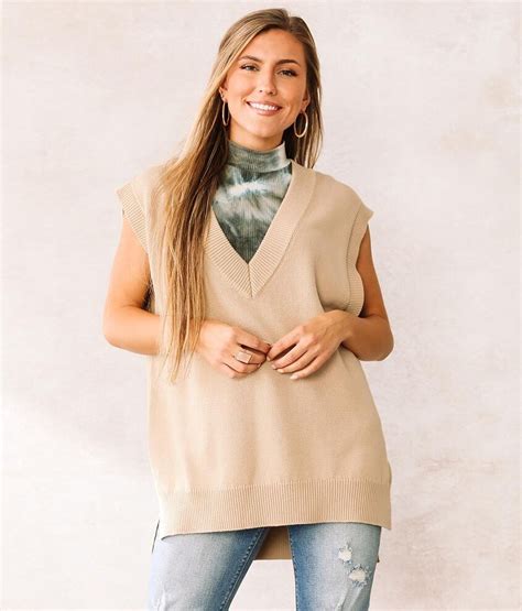 Willow And Root Oversized Sweater Vest Womens Sweaters In Tan Buckle