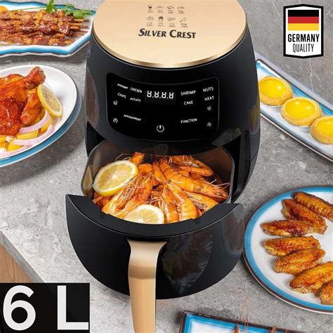 Silver Crest Air Fryer forró levegős sütő 6L extra nagy 2400W Gold