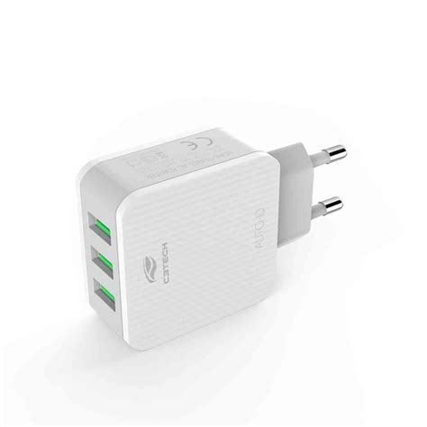 Carregador De Tomada C Tech Universal Xusb A Bivolt Branco