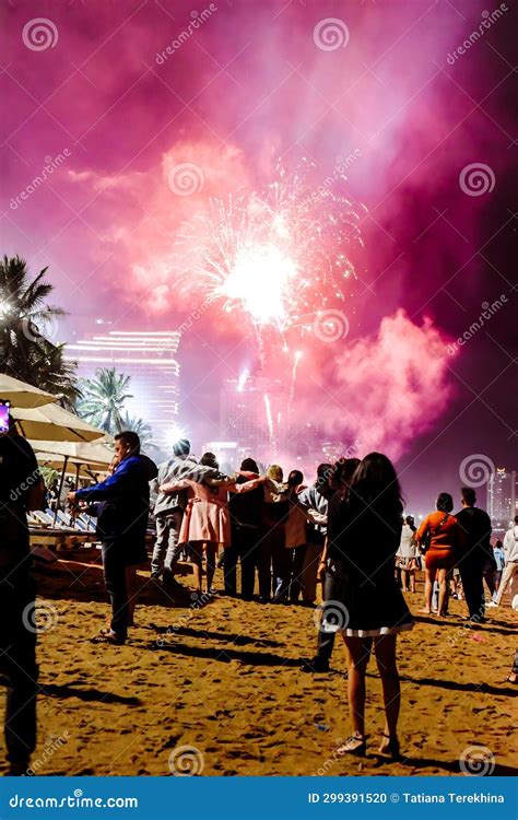 Nha Trang, Vietnam - 22 January 2023: Fireworks in Chinese New Year ...