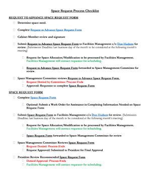 Fillable Online Space Request Process Checklist Fax Email Print Pdffiller