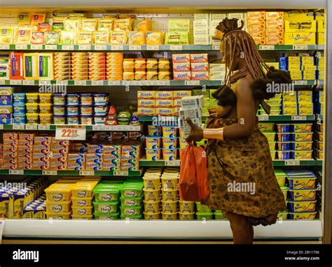 Himba Woman In Supermarket Opuwo Namibia Africa Stock Photo Alamy