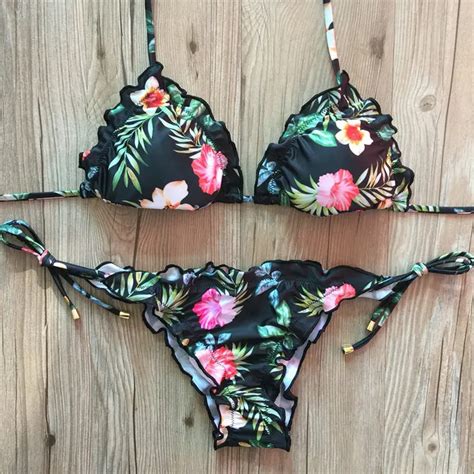 Luoanyfash Sexy Printed Bikini Summer Swimsuit Women Bandage Bikini Set Push Up Bikinis