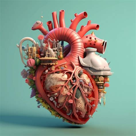 Corazón humano realista ilustración 3d arte abstracto Foto Premium