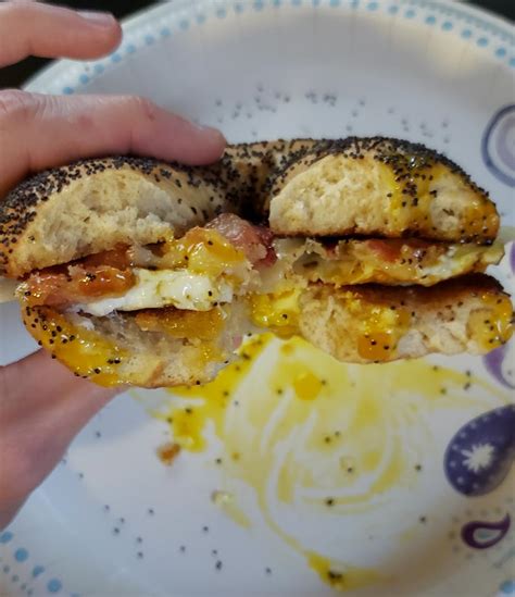 [homemade] Bacon Egg And Cheese Bagel R Food