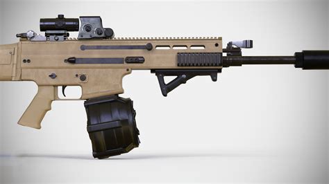 3D Model FN SCAR H LMG With Attachments Highly Detailed PBR