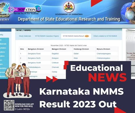 Karnataka Nmms Result 2023 Out Edunovations