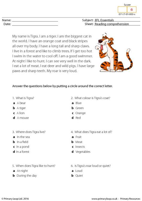 An Animal Worksheet With The Words Tiger And Other Animals On It Which