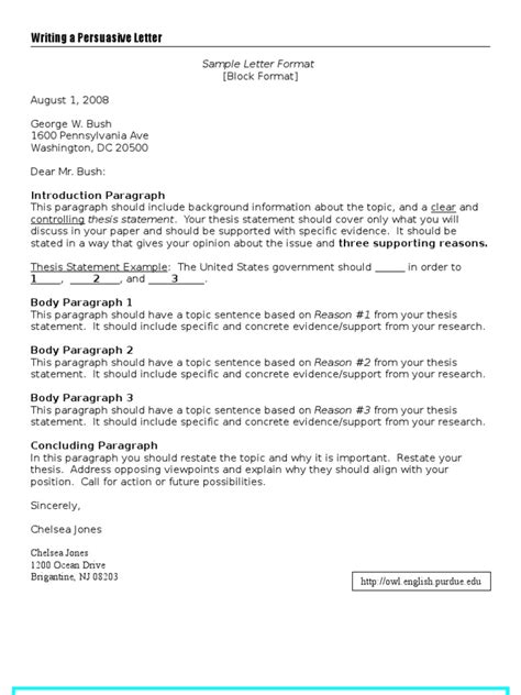 Writing A Persuasive Letter | PDF | Paragraph | Thesis