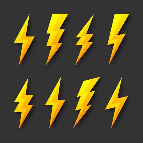 Premium Vector Yellow Lightning Bolt Icons Collection Flash Symbol