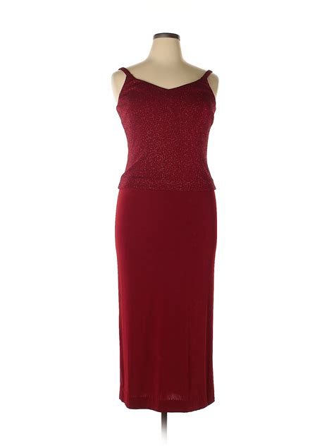 Alex Evenings 100 Polyester Solid Red Cocktail Dress Size 12 83 Off