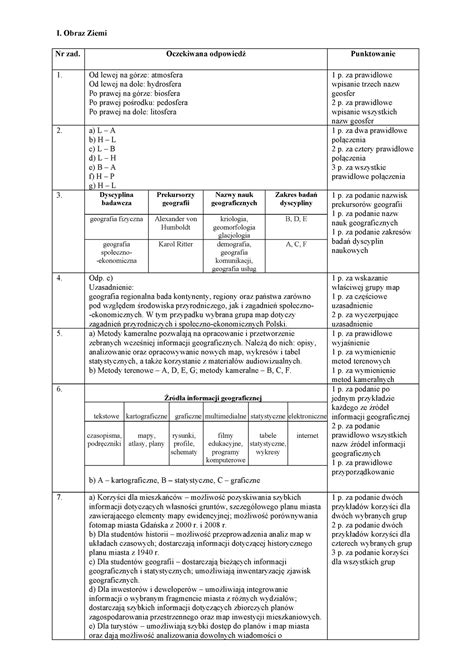 Oblicza Geografii Odpowiedzi Do Maturalnych Kart Pracy Zakres