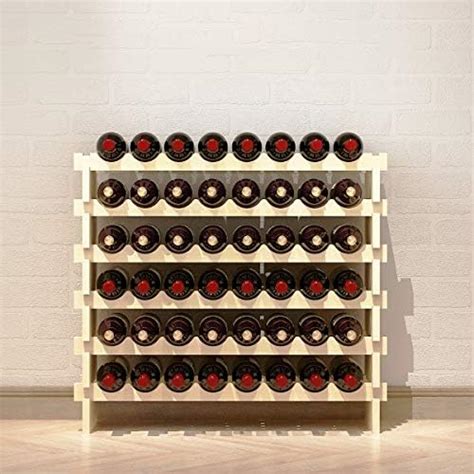 SogesHome 6 Tier 48 Bottle Stackable Modular Wine Rack Wood Wine