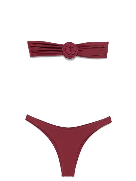 La Reveche Flower Detailing Bikini Red FARFETCH